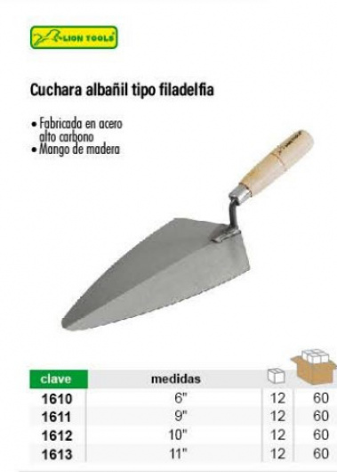 Cuchara albañil tipo filadelfia